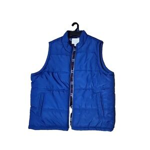 Weatherproof Vintage Men's Flannel Lined Puffer Zip-Front Vest, Blue, XXL